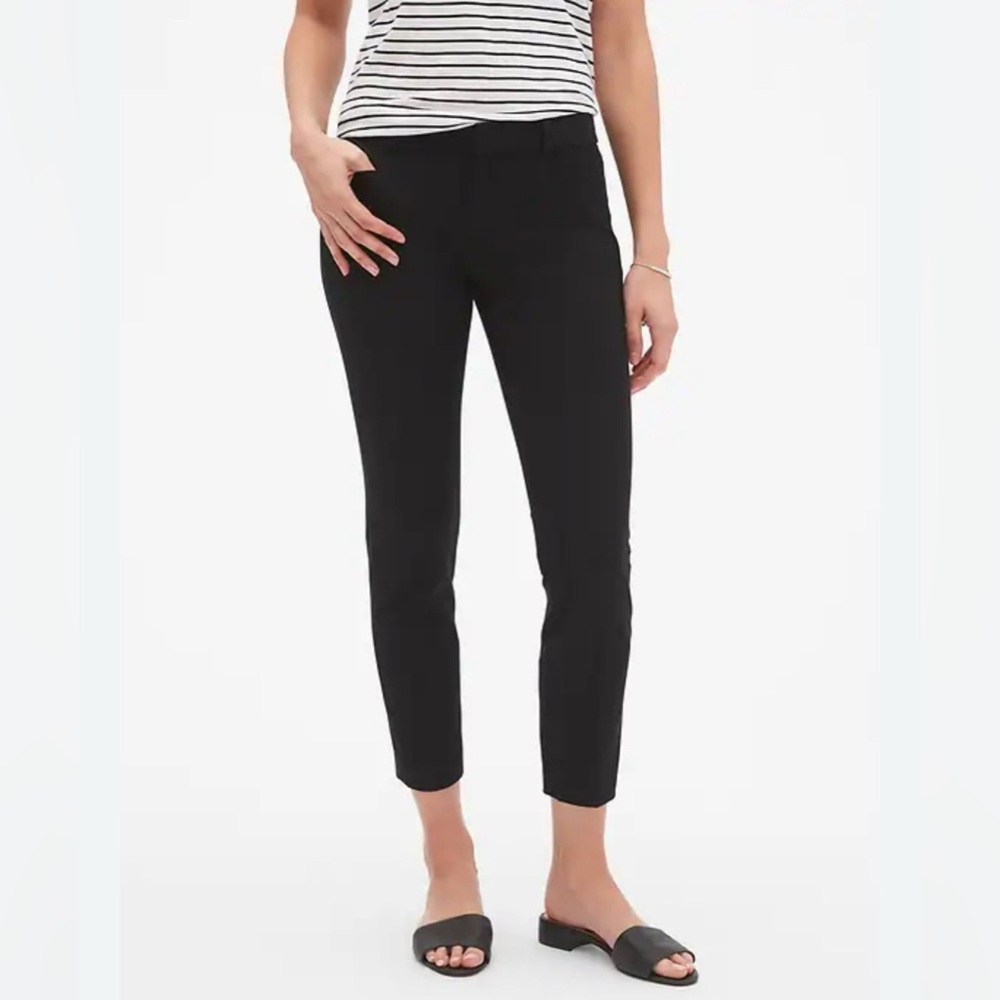 Banana Republic Sloan Crop Black Pants Women Size 4 Regular Stretch